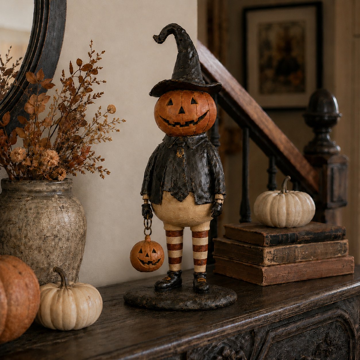 ð¥Most Popular in 2026ð¥Halloween Pumpkin Head Figurine with Lighted Handheld Pumpkin Lantern