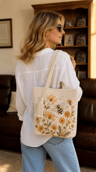 š„Last Day 49% OFF-š Handmade Crochet Bee Embroidered Tote Bag (āØ2026 Limited Edition)