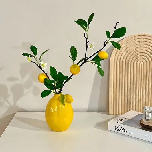 art deco ceramic vase artificial lemon branches