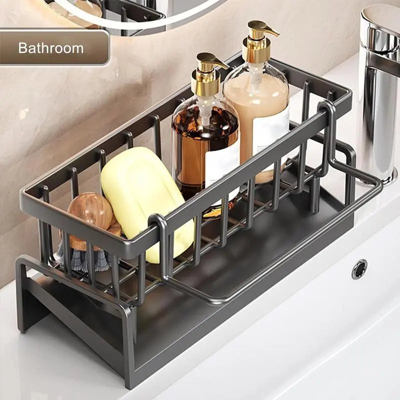 🍽️ Decorative Kitchen Sink Drying Rack – Multifunctional Hanging Storage Organizer, Waterproof Steel, 1-10kg Capacity for Home Use ✨