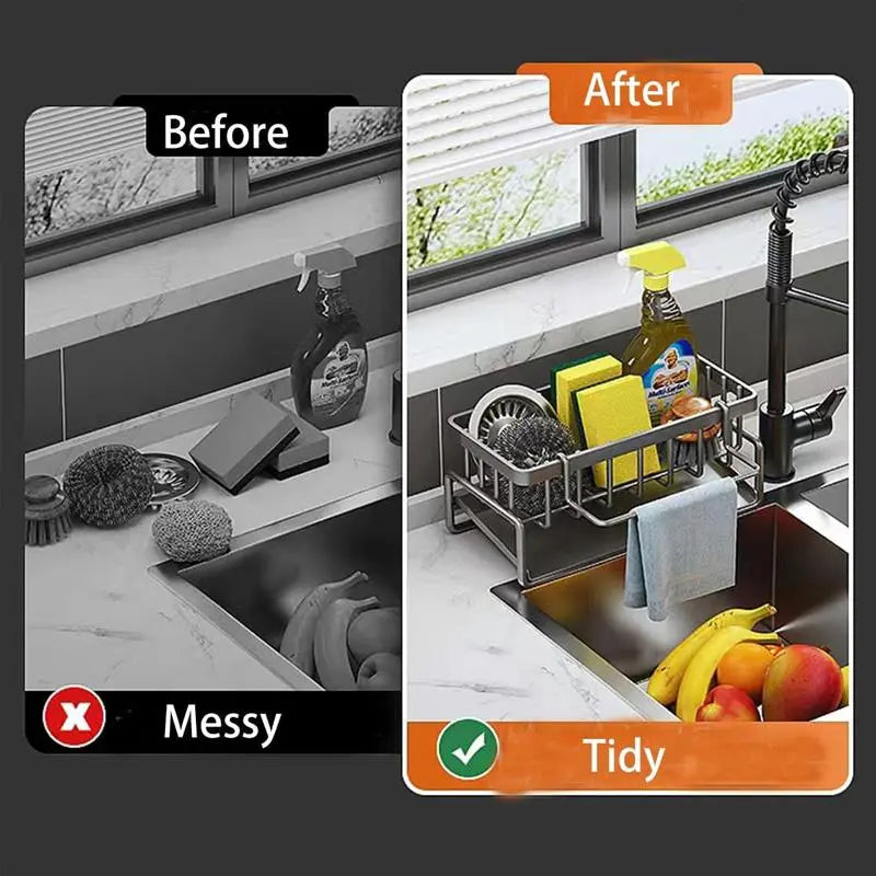 🍽️ Decorative Kitchen Sink Drying Rack – Multifunctional Hanging Storage Organizer, Waterproof Steel, 1-10kg Capacity for Home Use ✨