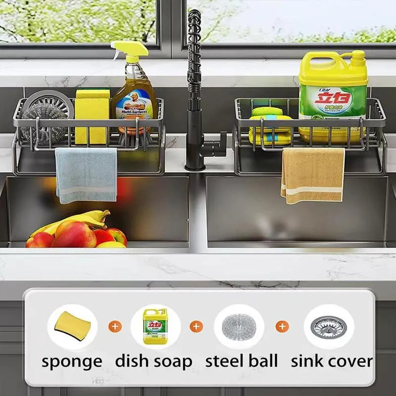 🍽️ Decorative Kitchen Sink Drying Rack – Multifunctional Hanging Storage Organizer, Waterproof Steel, 1-10kg Capacity for Home Use ✨