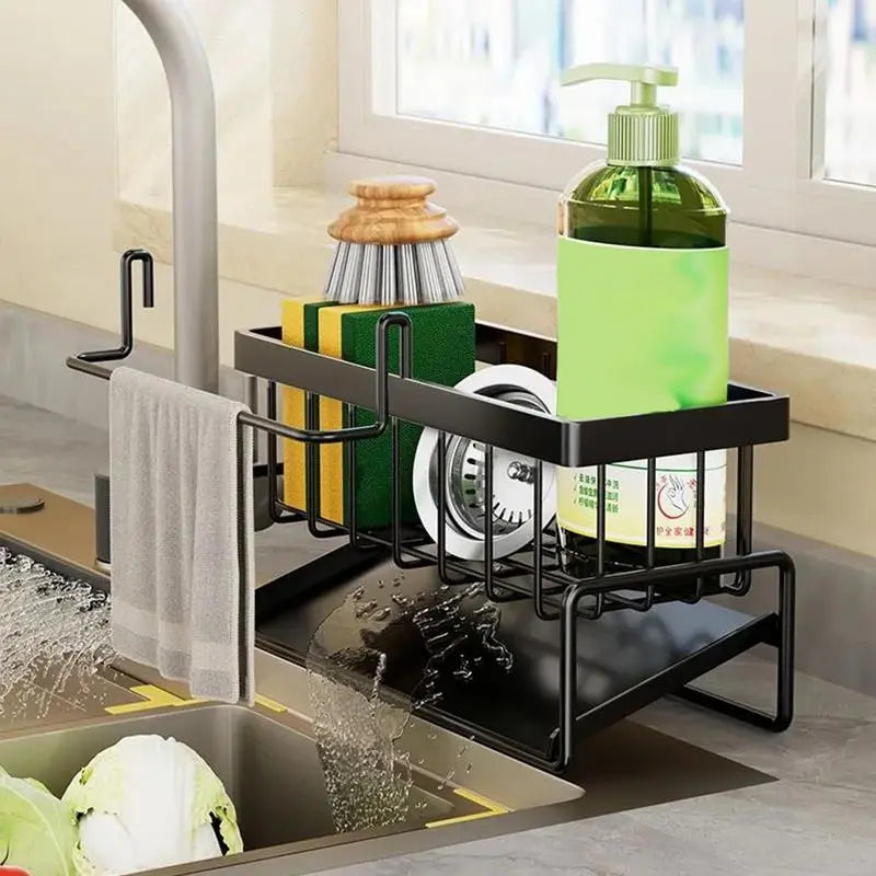 🍽️ Decorative Kitchen Sink Drying Rack – Multifunctional Hanging Storage Organizer, Waterproof Steel, 1-10kg Capacity for Home Use ✨