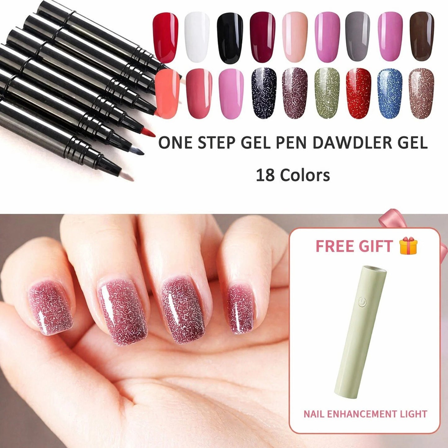 💅 Limited Time Buy 1 Get 1 Free! ✨One Step Nail Gel Pen🎨Free handheld mini UV nail lamp💡