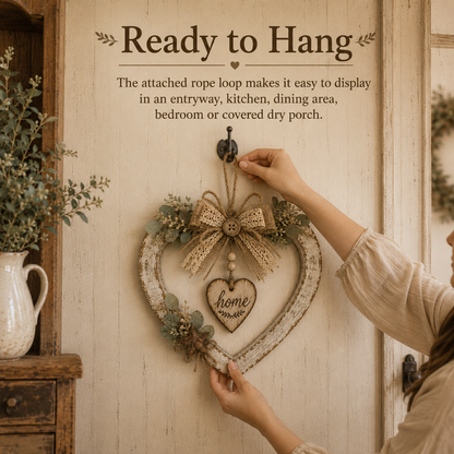 Rustic Farmhouse Heart Wall Decor with “Home” Sign