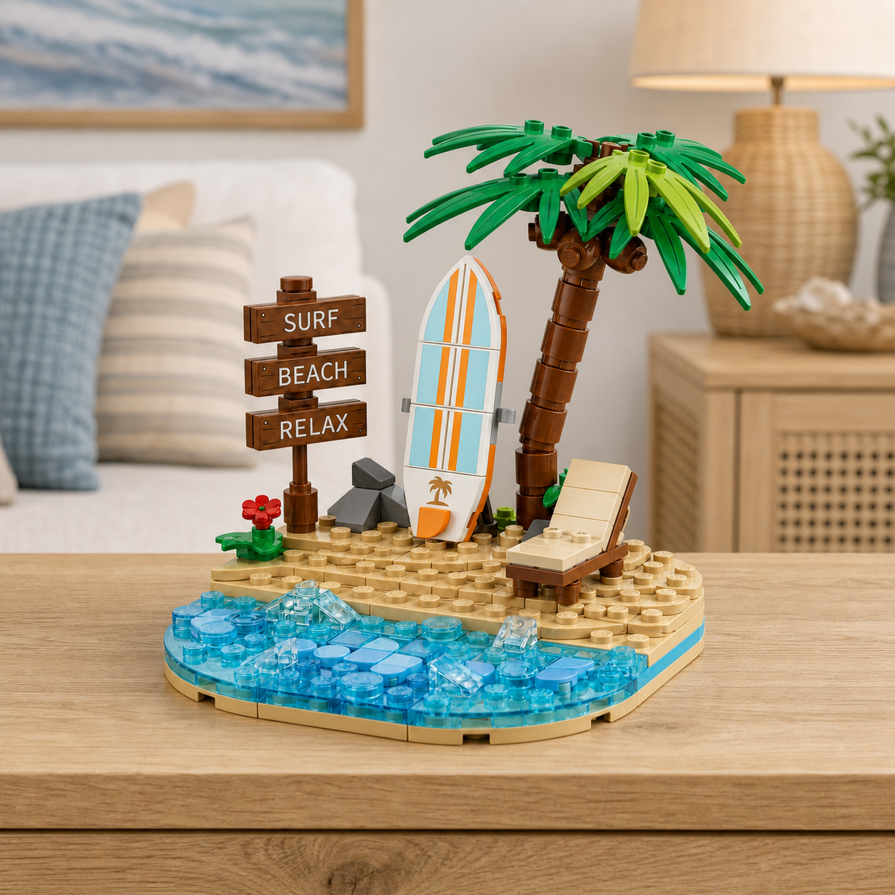 Tropical Surf Scene Building Block Set🌴⛱️