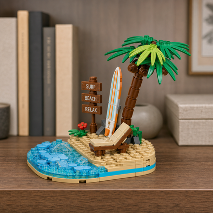Tropical Surf Scene Building Block Set🌴⛱️