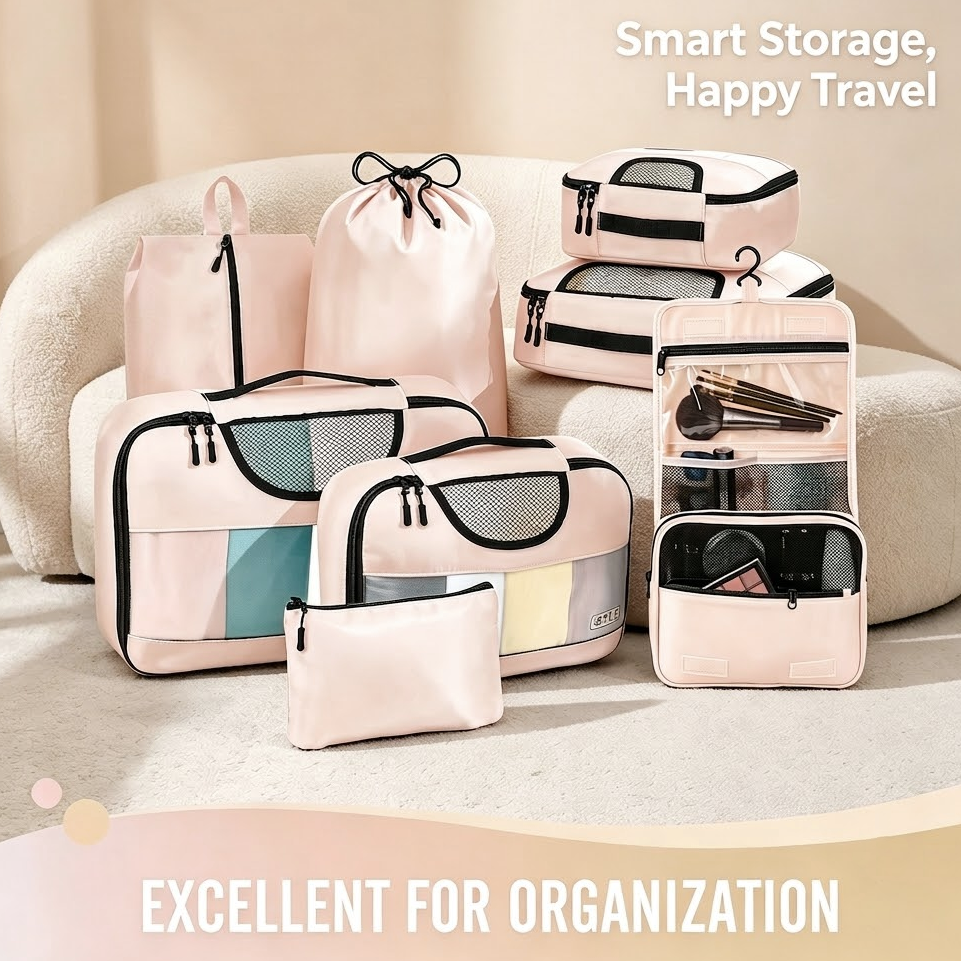 🎒Daily Decluttering | Portable 8-Piece Multifunctional Foldable Storage Bag and Travel Organizer Set ✨