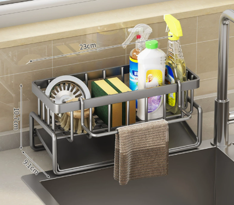 🍽️ Decorative Kitchen Sink Drying Rack – Multifunctional Hanging Storage Organizer, Waterproof Steel, 1-10kg Capacity for Home Use ✨