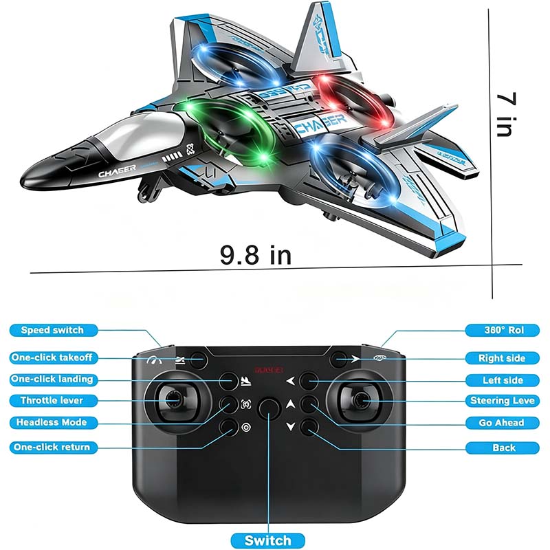 Colorful LED Stunt Fighter Jet Drone ✈️