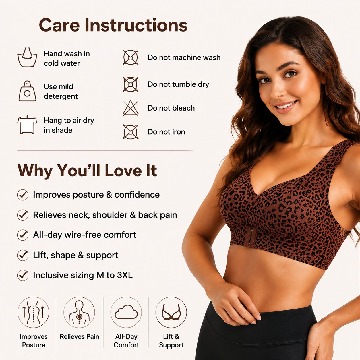 🖤Front Closure Posture Corrector Wireless Support Bra