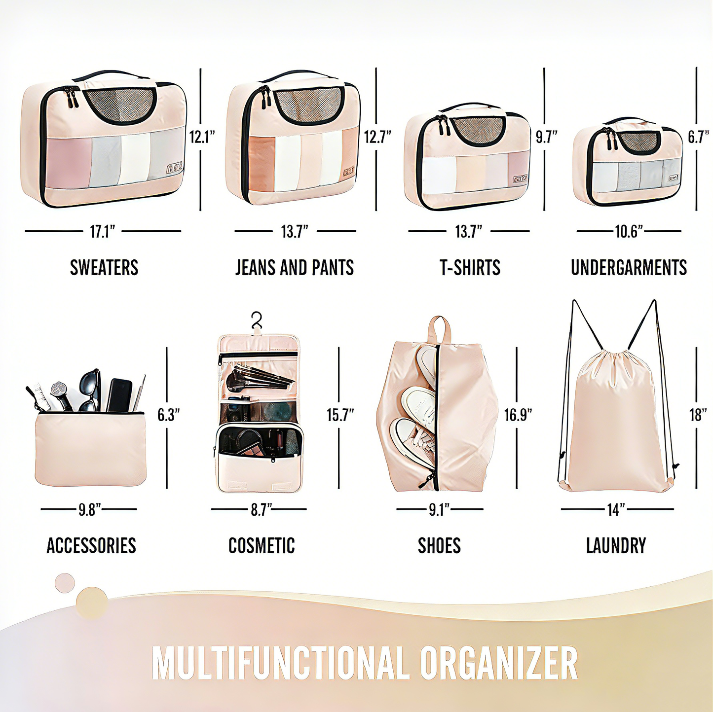 🎒Daily Decluttering | Portable 8-Piece Multifunctional Foldable Storage Bag and Travel Organizer Set ✨