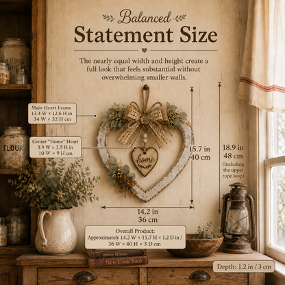 Rustic Farmhouse Heart Wall Decor with “Home” Sign