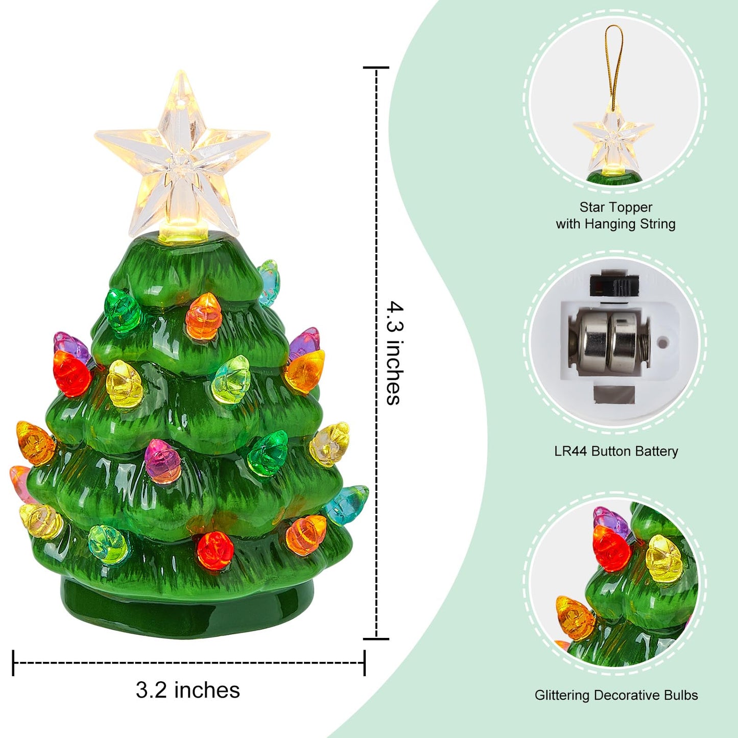 🎄 Mr. Christmas Set of 4 Mini Nostalgic Tree Ornaments – Comes with Gift Bags, Perfect for Holiday Décor & Keepsake Giving ✨