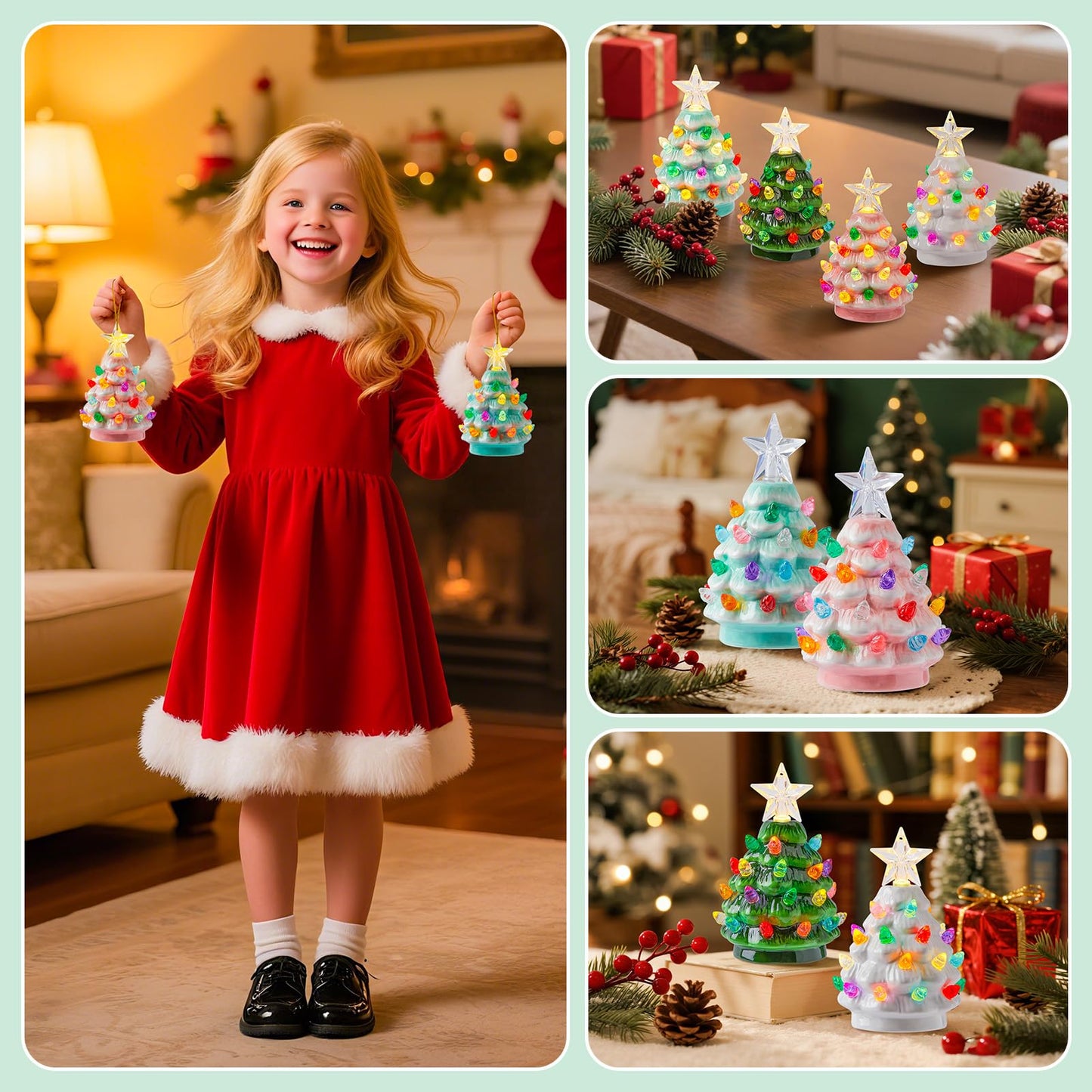 🎄 Mr. Christmas Set of 4 Mini Nostalgic Tree Ornaments – Comes with Gift Bags, Perfect for Holiday Décor & Keepsake Giving ✨