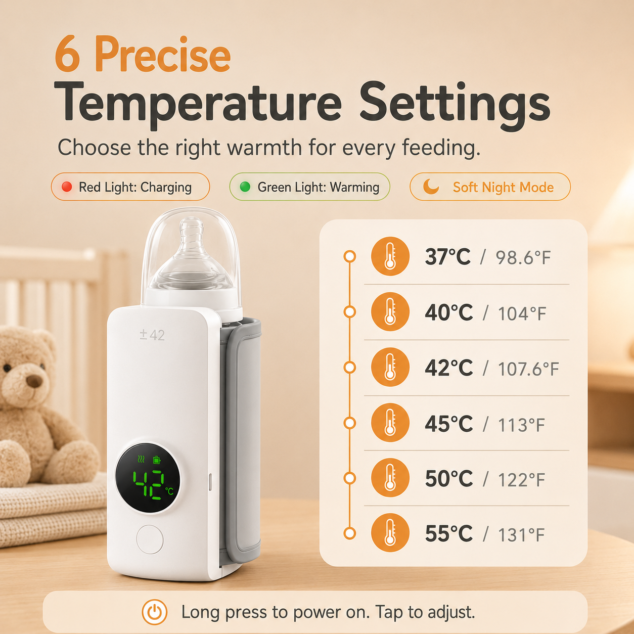 🍼 NEYEROS® Portable Rechargeable Baby Bottle Warmer – Fast Heating, Perfect for Travel & On-the-Go Use ✨