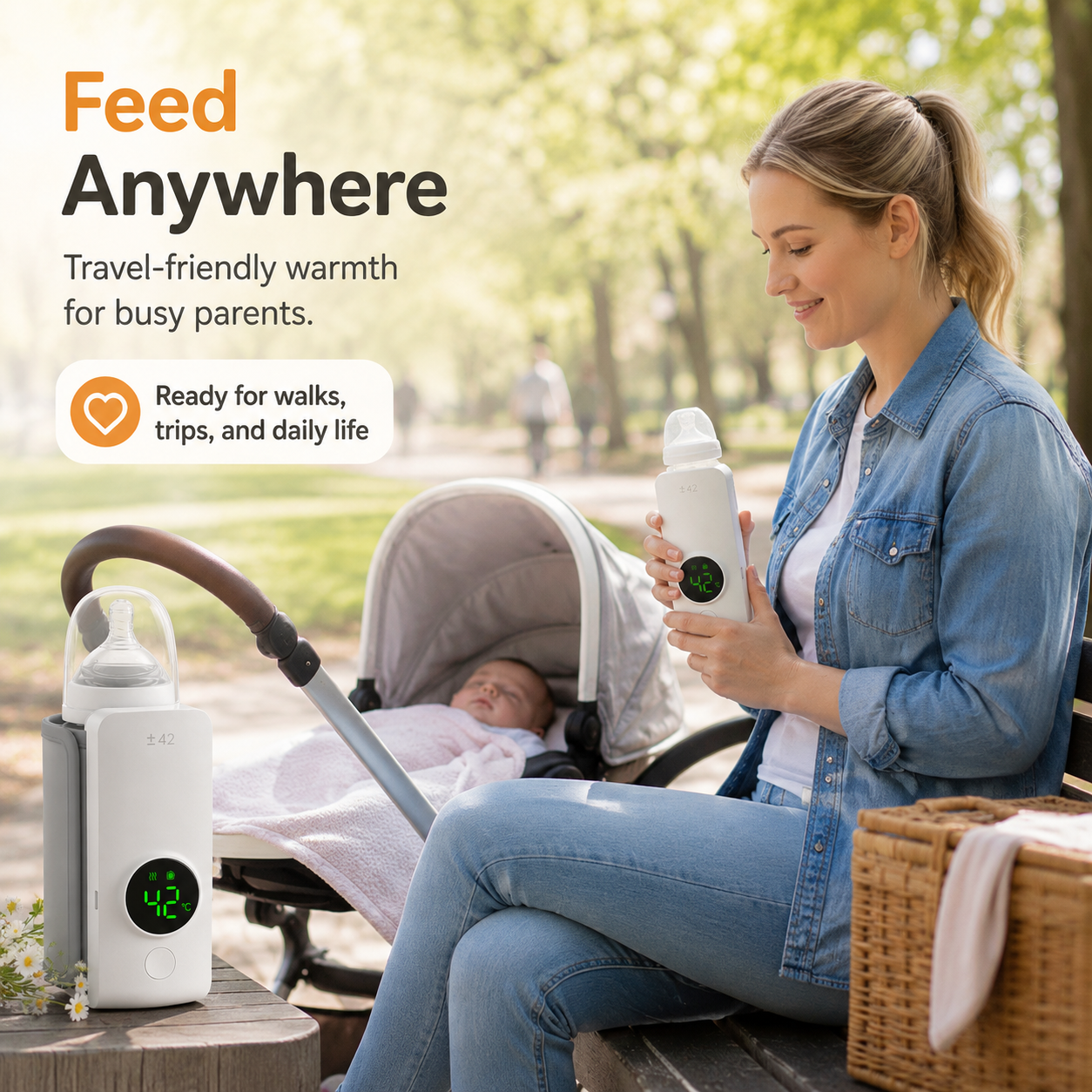 🍼 NEYEROS® Portable Rechargeable Baby Bottle Warmer – Fast Heating, Perfect for Travel & On-the-Go Use ✨