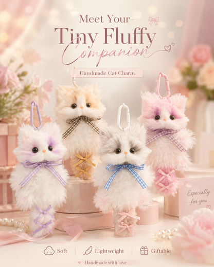 NEYEROS® Handmade Fluffy Cat Bag Charm – Cute Angel, Devil