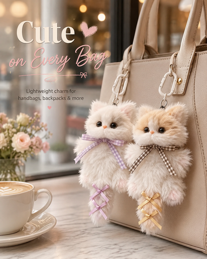 NEYEROS® Handmade Fluffy Cat Bag Charm – Cute Angel, Devil