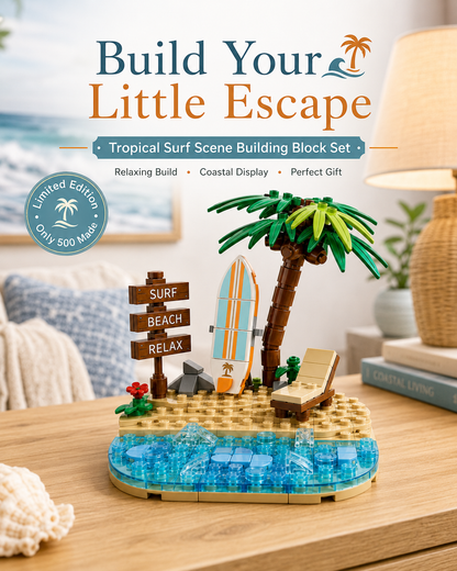 Tropical Surf Scene Building Block Set🌴⛱️