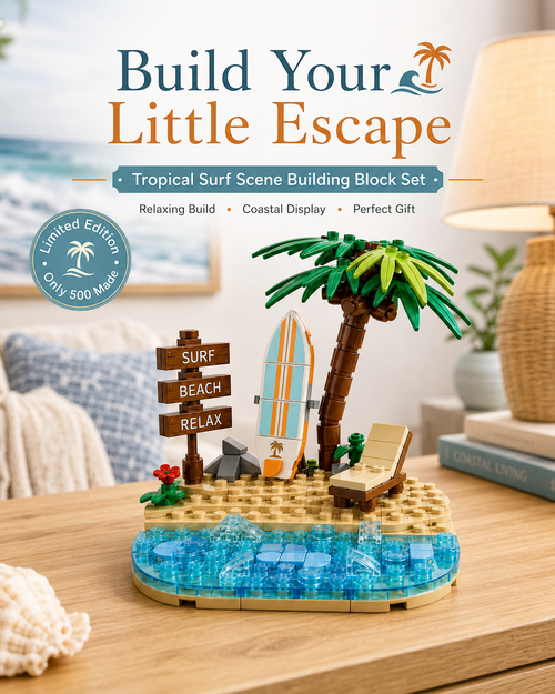 Tropical Surf Scene Building Block Set🌴⛱️