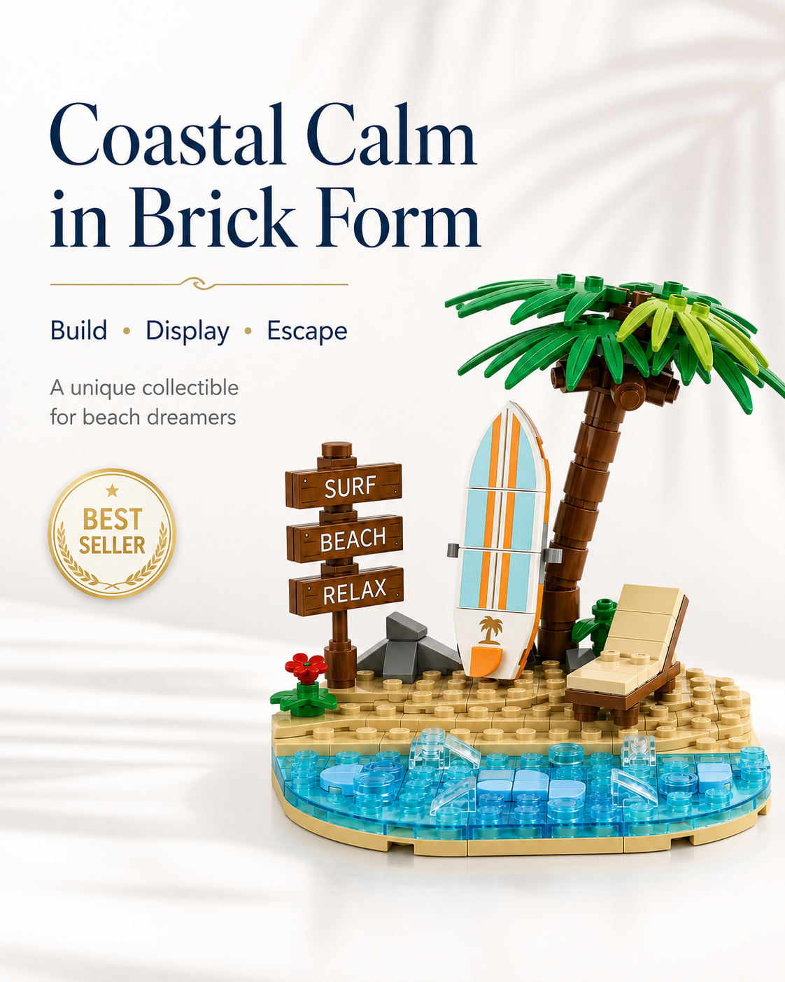 Tropical Surf Scene Building Block Set🌴⛱️