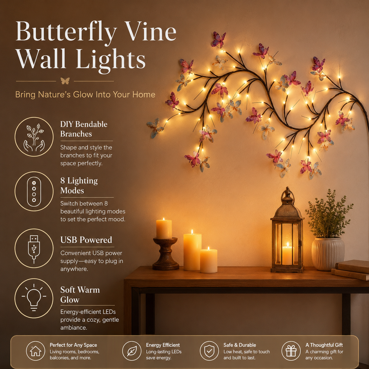 🦋 Butterfly Vine Wall Lights