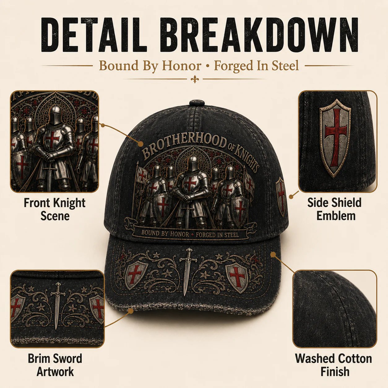 ⚔️ Brotherhood Of Knights Honor Cap 🎁 Free Honor Coin With Every Cap Purchase