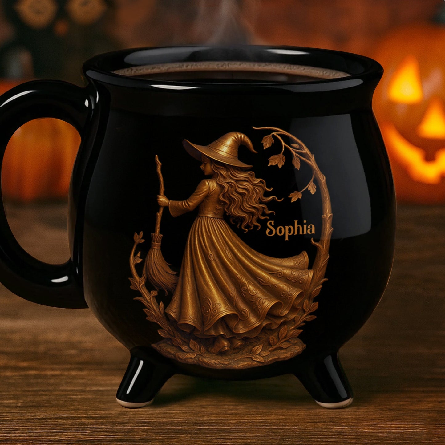 🧙‍♀️ Enchanting Brew Witch Cauldron Mug – Ceramic Coffee Cup with Witch & Broom Design, Perfect Gift for Fantasy Fans ✨