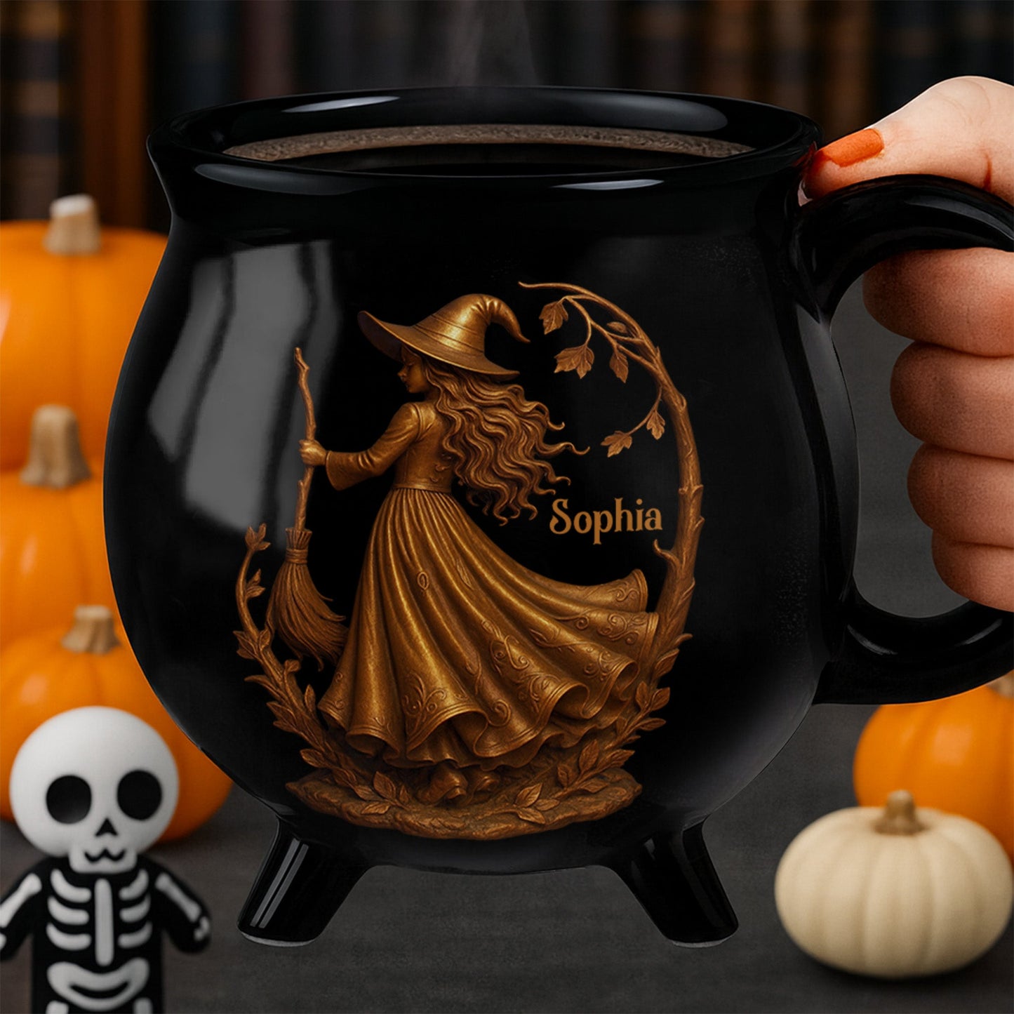 🧙‍♀️ Enchanting Brew Witch Cauldron Mug – Ceramic Coffee Cup with Witch & Broom Design, Perfect Gift for Fantasy Fans ✨