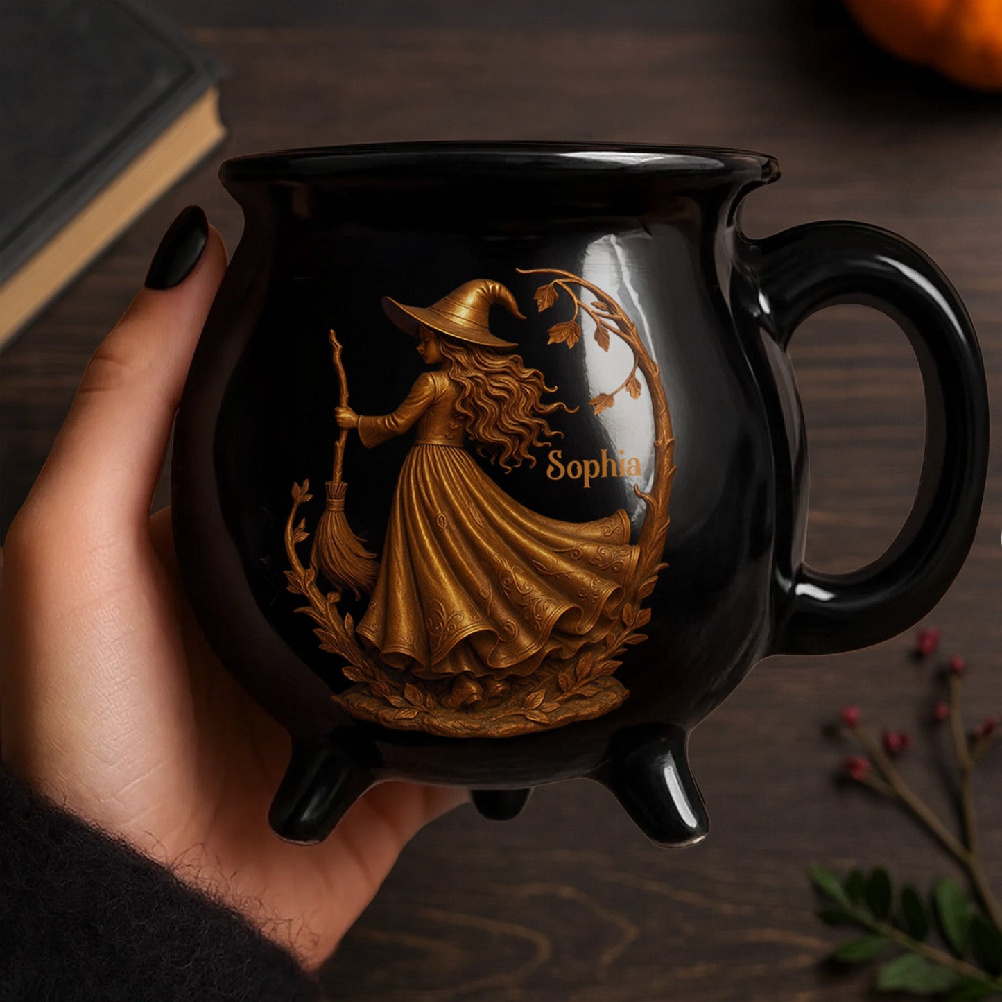 🧙‍♀️ Enchanting Brew Witch Cauldron Mug – Ceramic Coffee Cup with Witch & Broom Design, Perfect Gift for Fantasy Fans ✨