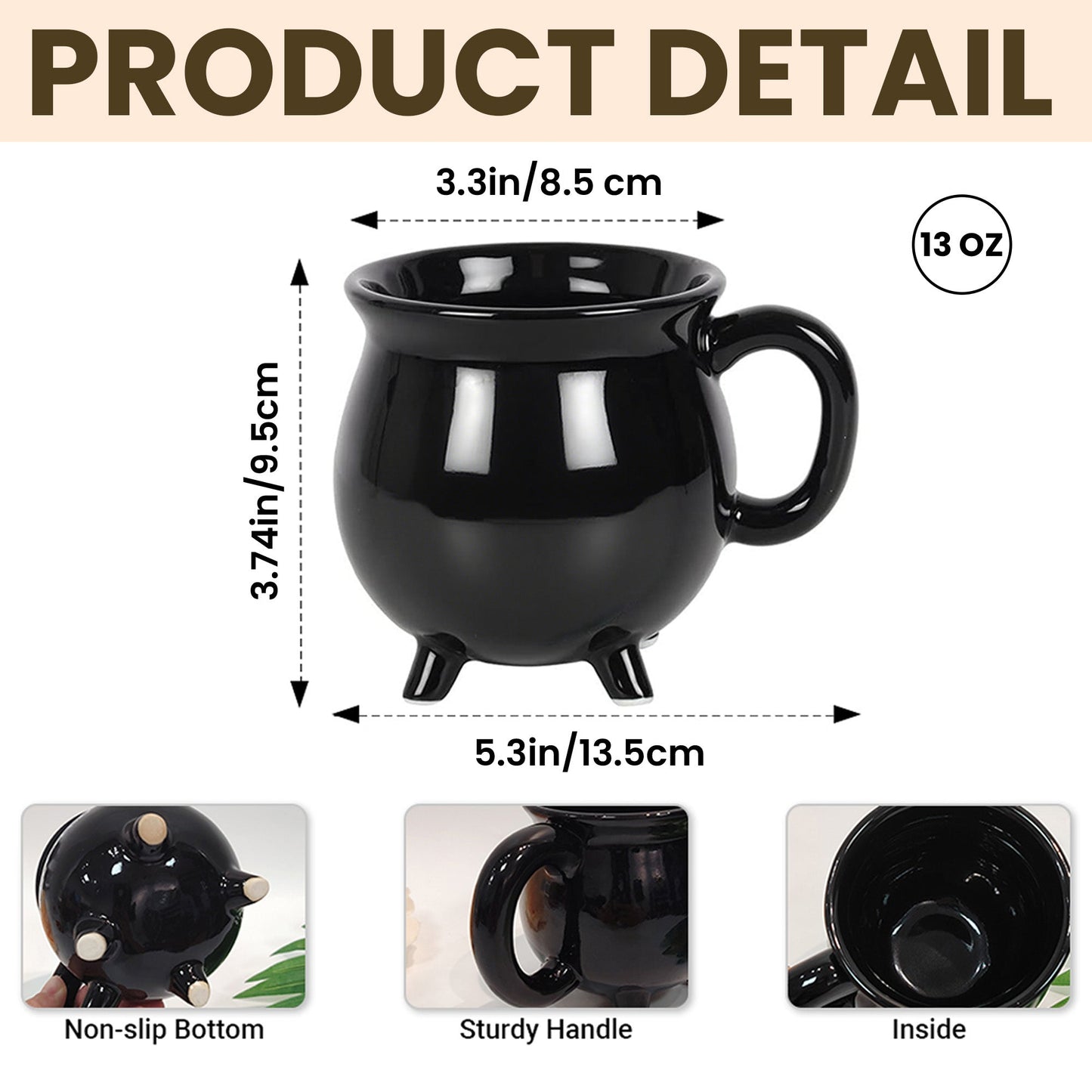 🧙‍♀️ Enchanting Brew Witch Cauldron Mug – Ceramic Coffee Cup with Witch & Broom Design, Perfect Gift for Fantasy Fans ✨
