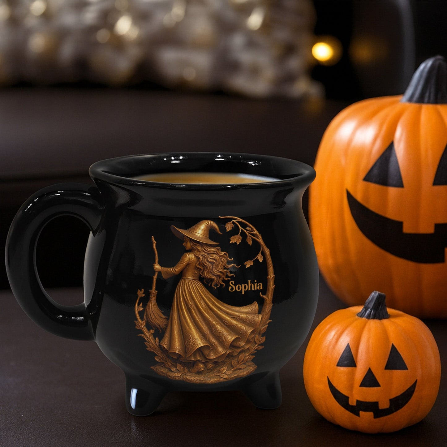 🧙‍♀️ Enchanting Brew Witch Cauldron Mug – Ceramic Coffee Cup with Witch & Broom Design, Perfect Gift for Fantasy Fans ✨