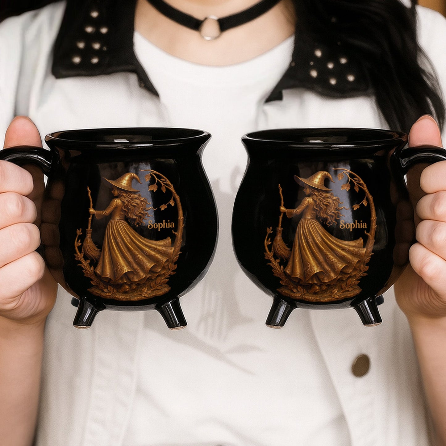 🧙‍♀️ Enchanting Brew Witch Cauldron Mug – Ceramic Coffee Cup with Witch & Broom Design, Perfect Gift for Fantasy Fans ✨