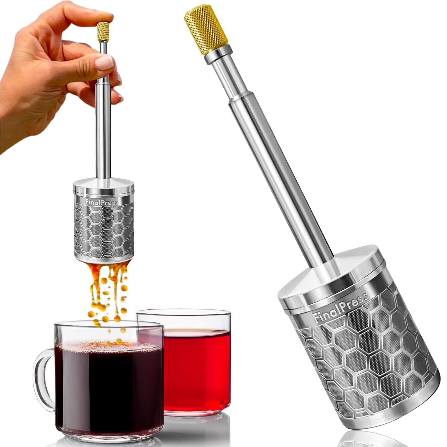 ☕ FinalPress Portable Coffee Maker – Patented Plunger, Brews in 2 Min, Compact 304 Steel for Travel & Home