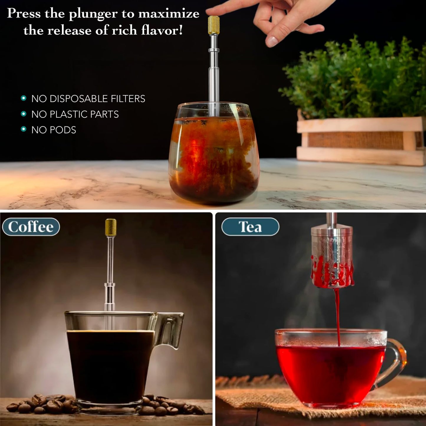☕ FinalPress Portable Coffee Maker – Patented Plunger, Brews in 2 Min, Compact 304 Steel for Travel & Home