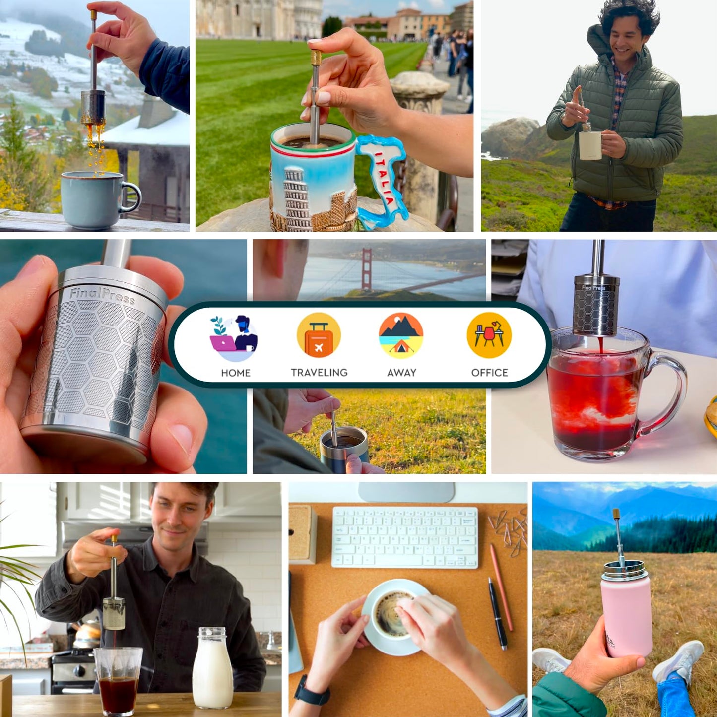 ☕ FinalPress Portable Coffee Maker – Patented Plunger, Brews in 2 Min, Compact 304 Steel for Travel & Home