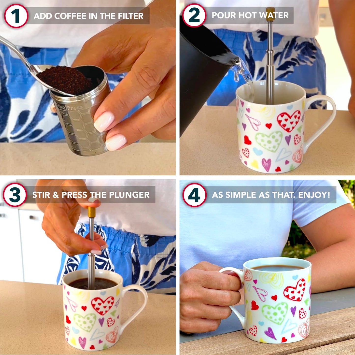☕ FinalPress Portable Coffee Maker – Patented Plunger, Brews in 2 Min, Compact 304 Steel for Travel & Home
