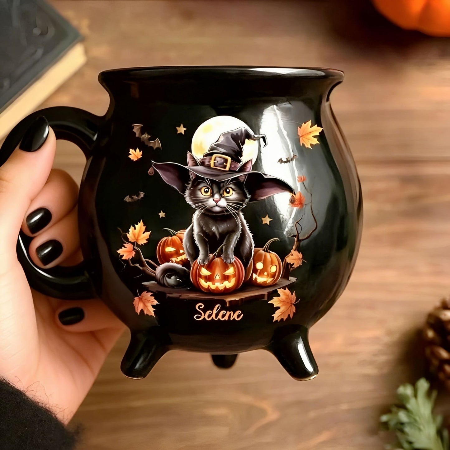 🧙‍♀️ Enchanting Brew Witch Cauldron Mug – Ceramic Coffee Cup with Witch & Broom Design, Perfect Gift for Fantasy Fans ✨