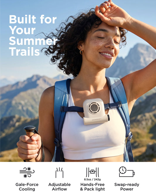 Hands Free Wearable Fan, Starter Pack(W/ battery*1), powered by SWAP-ON