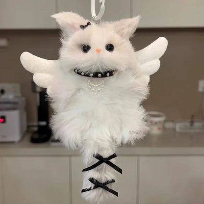 NEYEROS® Handmade Fluffy Cat Bag Charm – Cute Angel, Devil