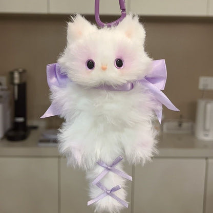 NEYEROS® Handmade Fluffy Cat Bag Charm – Cute Angel, Devil