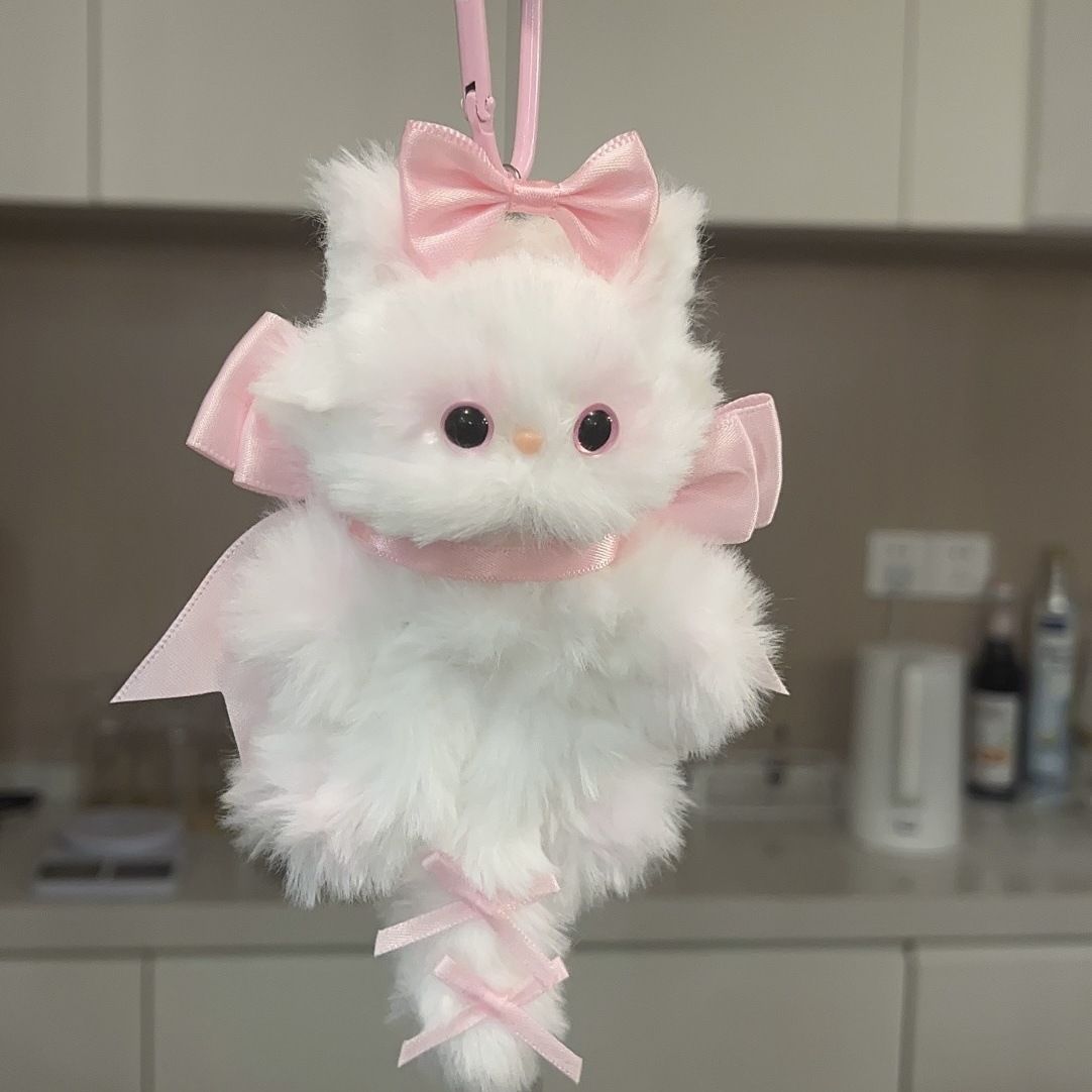 NEYEROS® Handmade Fluffy Cat Bag Charm – Cute Angel, Devil