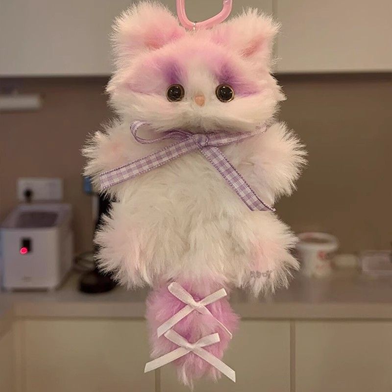 NEYEROS® Handmade Fluffy Cat Bag Charm – Cute Angel, Devil