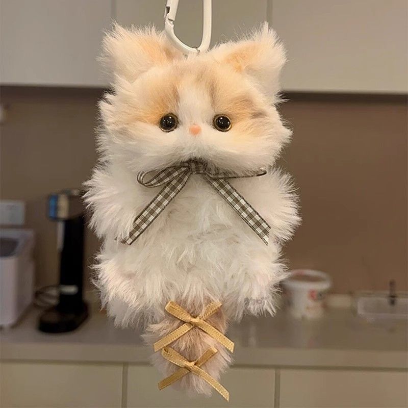 NEYEROS® Handmade Fluffy Cat Bag Charm – Cute Angel, Devil