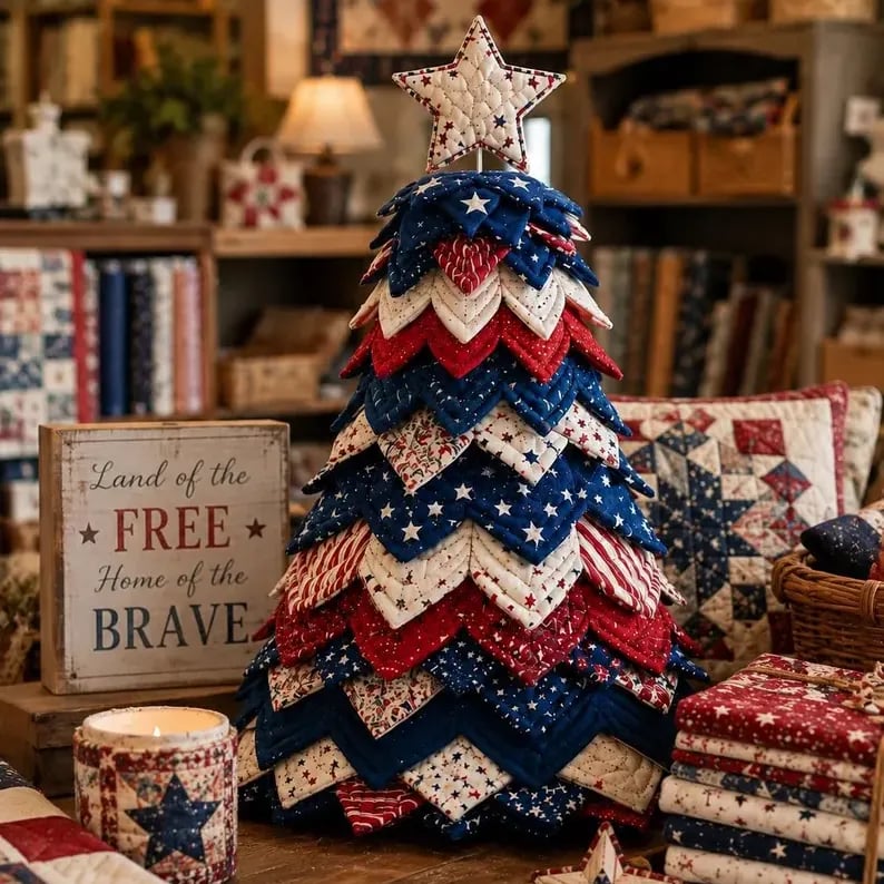 💥 LAST DAY 49% OFF - Americana Christmas Tree Quilt Kit