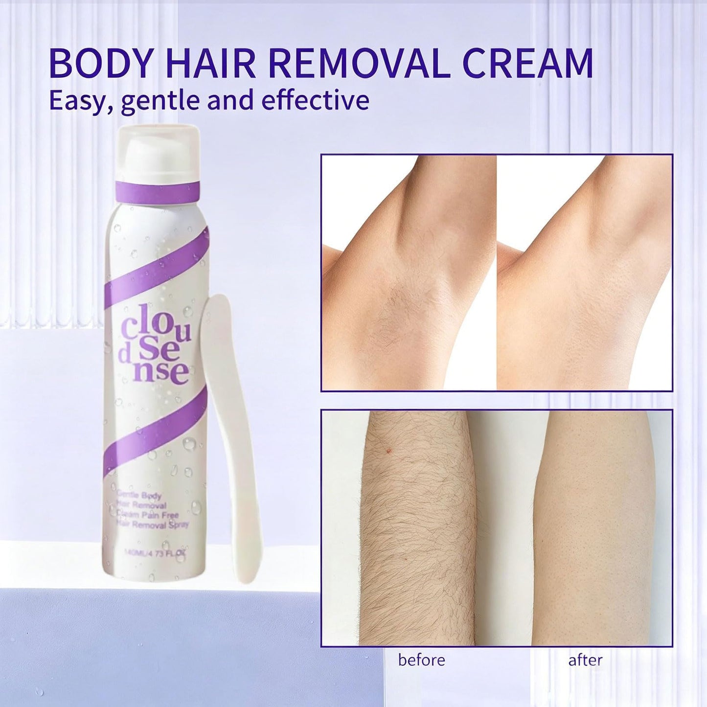 🌿 Gentle Hair Removal Cream – Hypoallergenic, Aloe & Hyaluronic Acid, Fast-Acting for Sensitive Skin 🧴