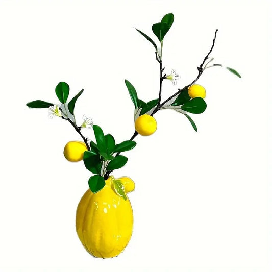 art deco ceramic vase artificial lemon branches