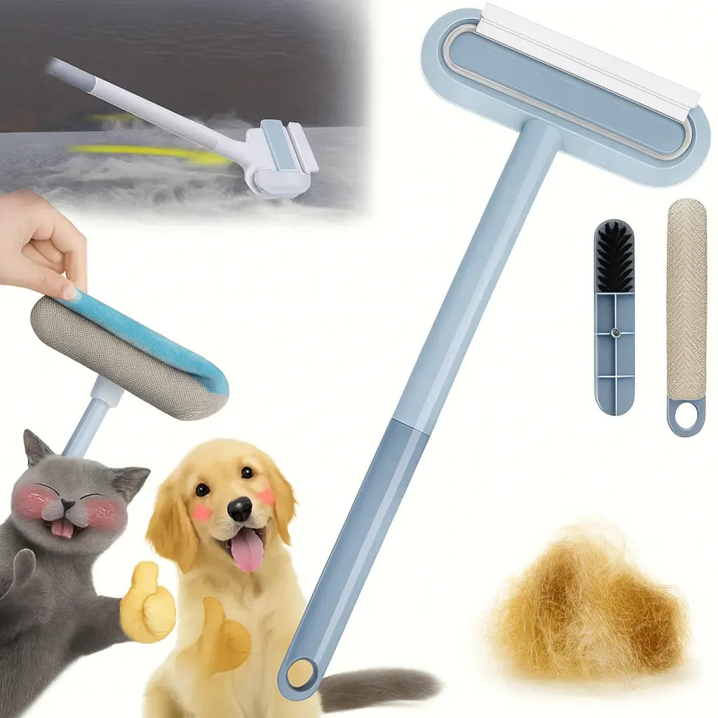 🐾 Pet Hair Remover Brush – Upgraded Reusable Lint Cleaner with Long Handle, Washable for Furniture, Bedding & Car ✿