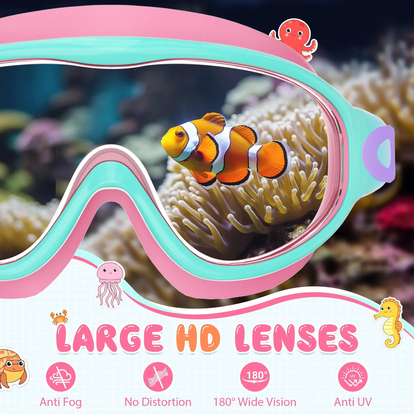 🏊 2 Pack Kids Swim Goggles – UV Protection, Anti-Fog, Adjustable for Ages 3-15, with Earplugs & Nose Clip